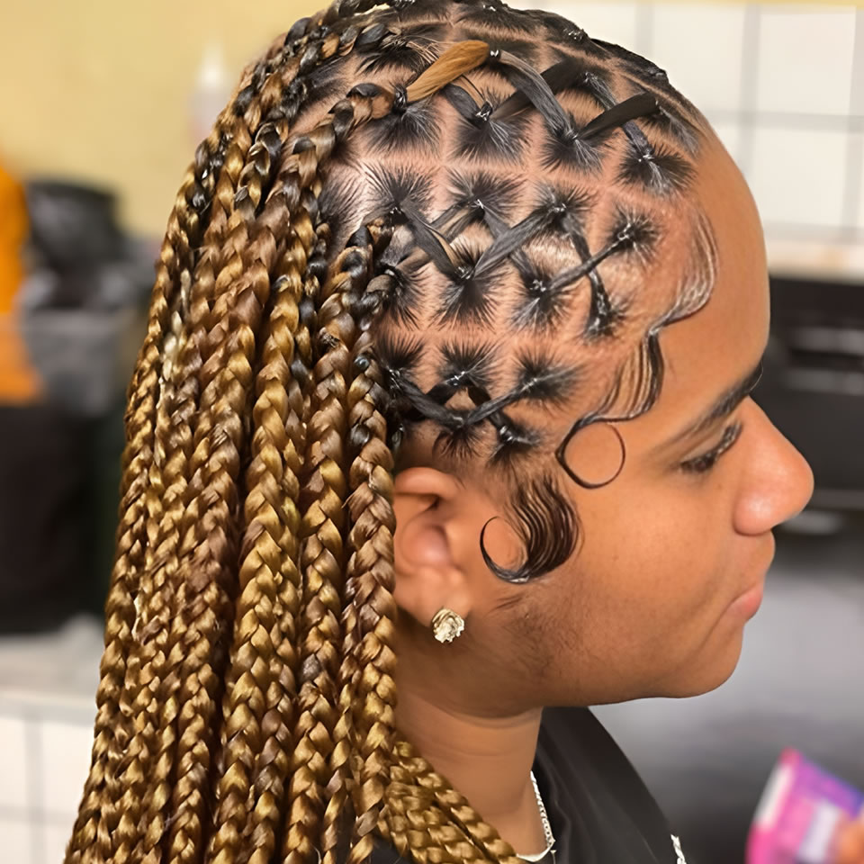 Hairdresser in Brentford styling client at Holla’s Hair & Beauty